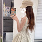 French-style color-blocked polka dot print dress R9096