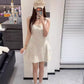 French-style color-blocked polka dot print dress R9096