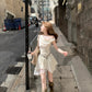 Bohemian Draped Neck Flowy A-Line White Dress R9098