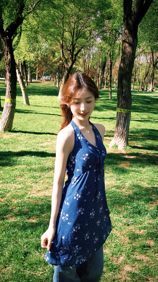 American-style Sleeveless V-neck Suspender Dress R9100