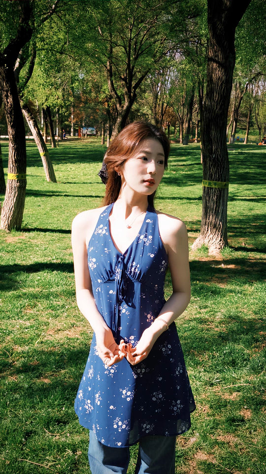 American-style Sleeveless V-neck Suspender Dress R9100