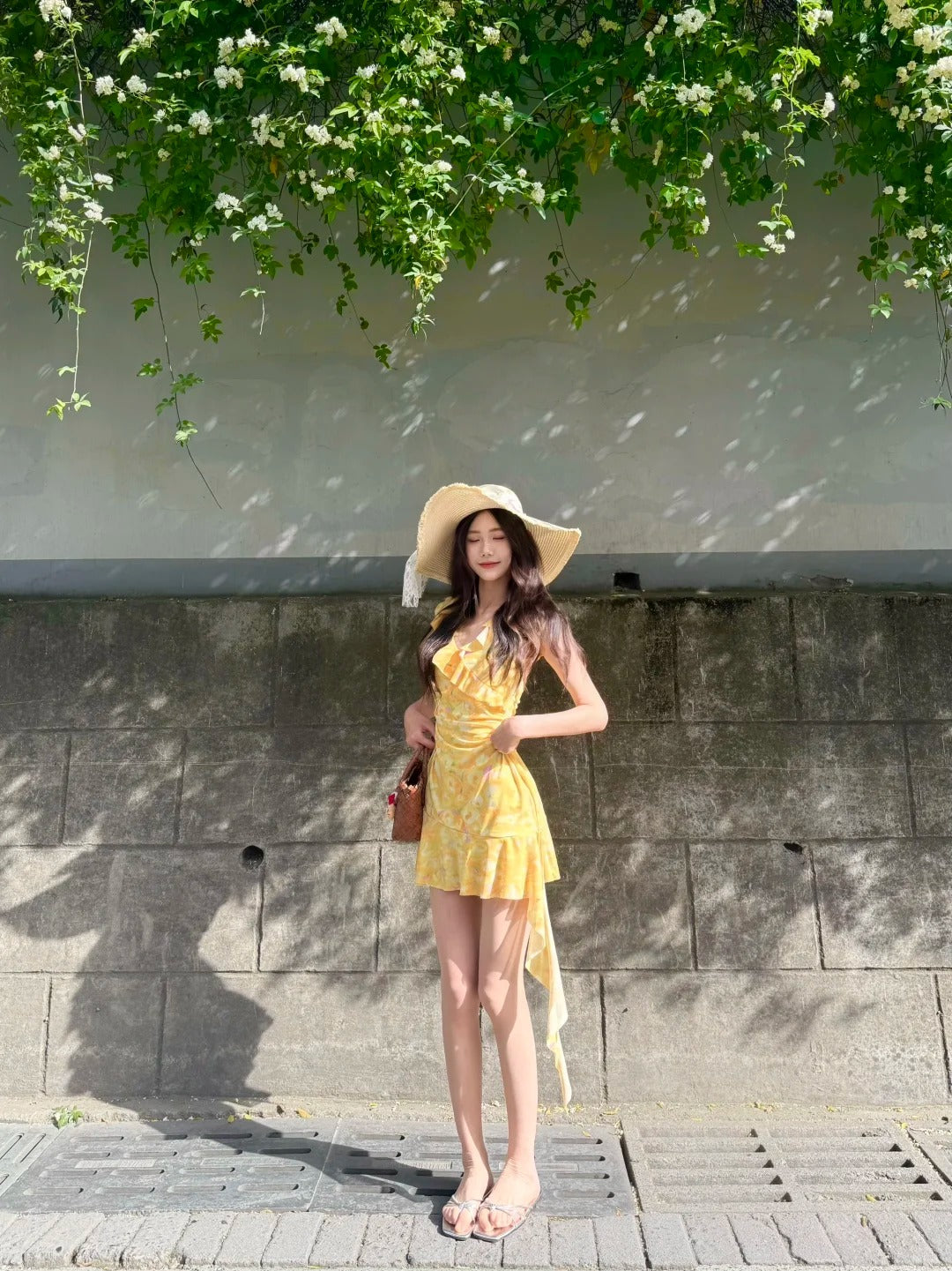 Ruffled Floral Print Sundress R9101
