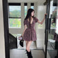 Floral print puff sleeve V-neck A-line dress R9103