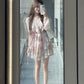 Chiffon Watercolor Print Long Sleeve A-Line Dress R9104