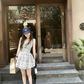 Retro Floral Lace Waist-Cinching Dress R9105