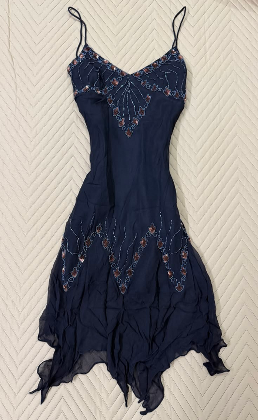 Flowy Navy Homecoming Dress ,A-Line Spaghetti Straps Chiffon Short Prom Dress Cami Dress RS1060
