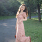 Summer Chiffon Floral Long Dress with Puff Sleeves R9110