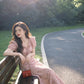 Summer Chiffon Floral Long Dress with Puff Sleeves R9110