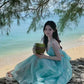 Mint Green Halter Neck Flowy Maxi Dress R9112
