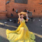 Dopamine Yellow Halter Neck Flowy Long Dress R9113