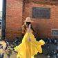 Dopamine Yellow Halter Neck Flowy Long Dress R9113
