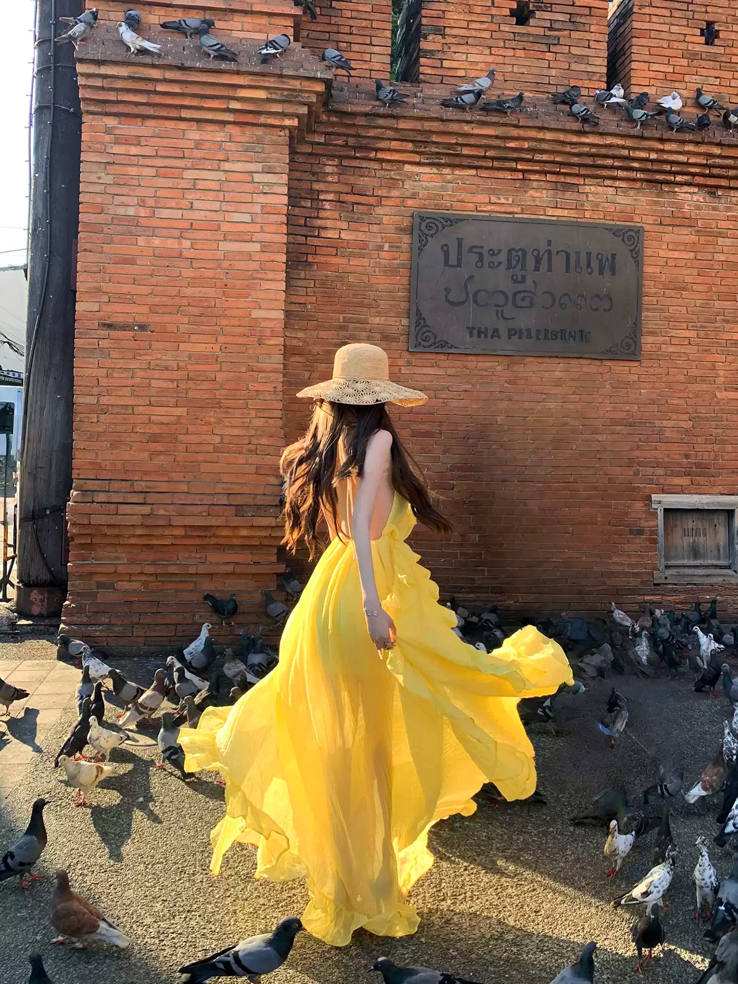 Dopamine Yellow Halter Neck Flowy Long Dress R9113