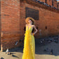 Dopamine Yellow Halter Neck Flowy Long Dress R9113