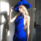 Elegant Blue Halter Backless Vacation Dress R9114