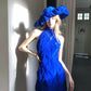 Elegant Blue Halter Backless Vacation Dress R9114