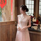 Chinese Embroidered Cheongsam Tulle Dress R9116