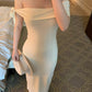 Elegant Off-Shoulder Tie Sleeve Midi Dress R9117