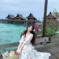 Romantic White & Blue Floral Tiered Maxi Dress R9118