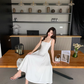 Red square neck suspender dress niche high-end a-line long dress certificate dress R1478