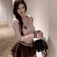 Sweet long-sleeved hooded sports sweatshirt 2025 large size high waist puffy skirt suit R1268
