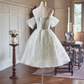 Lovely Mint Green Floral Homecoming Dress ,A-Line Spaghetti Straps Tulle Corset Short Prom Dress RS813