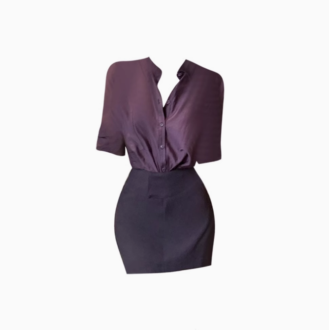 Royal sister style loose long-sleeved shirt 2025 high-end hot girl hip skirt suit R1402