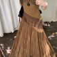 Fairy travel outfit retro ethnic style suspender long skirt v-neck dress R1741