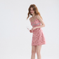 French floral suspender dress holiday style dress petite short skirt R2749