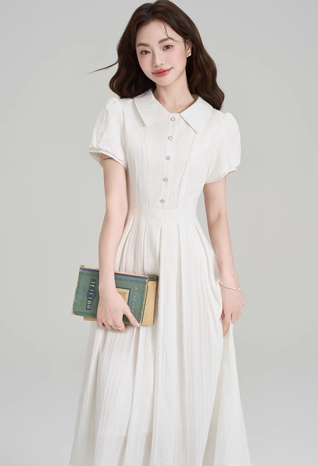 Summer gentle style little white dress new French college style temperament dress R2360