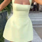 Light apricot halter neck slim waist A-line cute short skirt homecoming dress R3166
