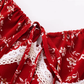 2025 Summer New Red Floral Sexy V-neck Mid-length Holiday Suspender Dress R0919