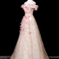 Elegant Pink Prom Dress ,A-Line Off-the-shoulder Applique Bodycon Maxi Evening Dress RS1076