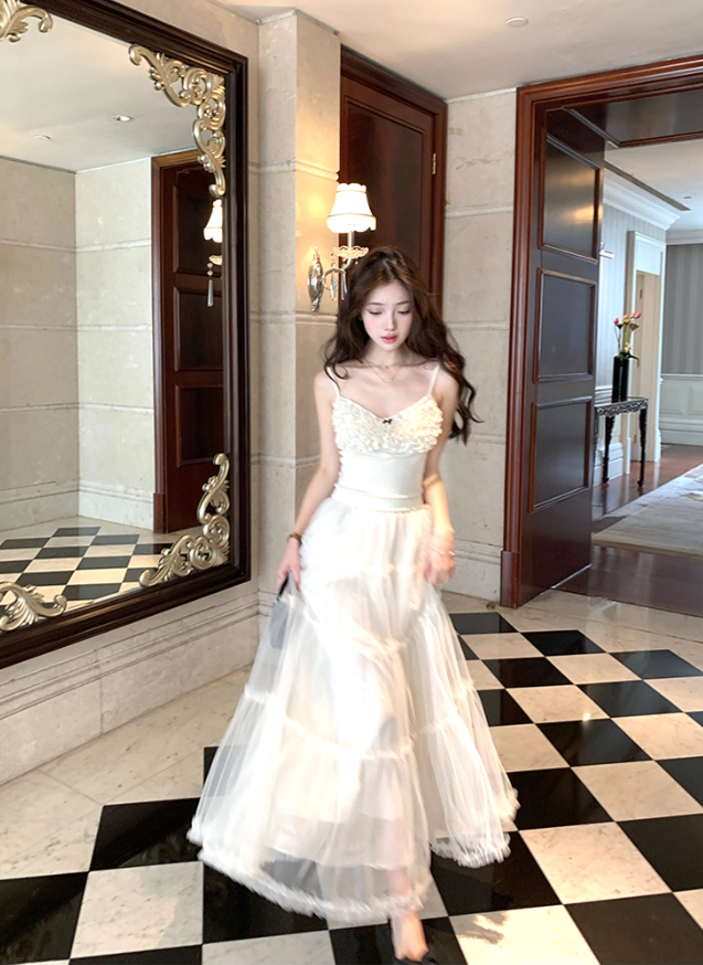 Short small camisole women's A-line skirt summer two-piece suit R4830