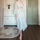 Gentle temperament blue one-shoulder dress beautiful waist A-line long skirt R0666