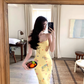 Yellow suspender dress 2025 sexy slim long skirt waist hip skirt R0582