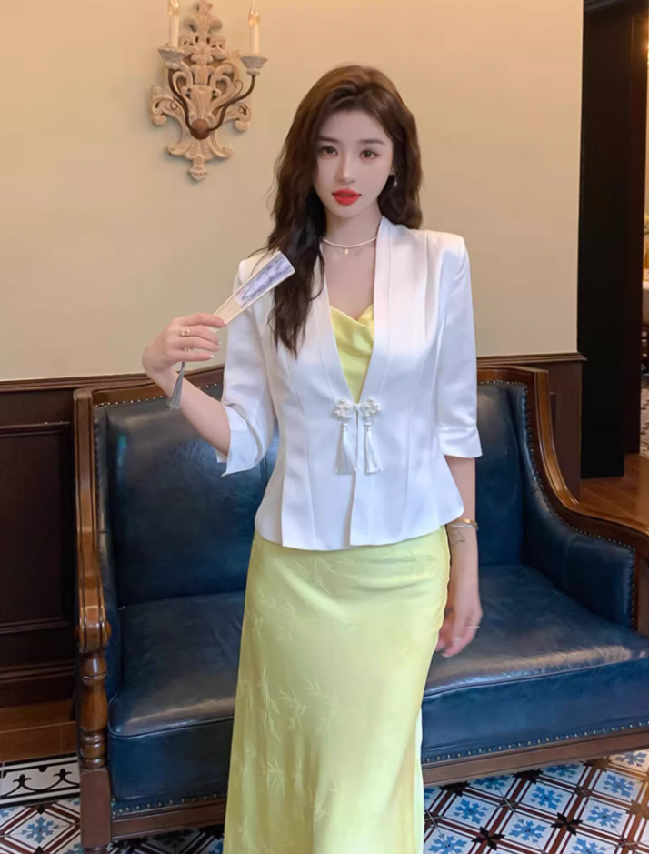 High-grade silk suspender dress 2025 new women's slim fit base acetate vest long skirt R0996