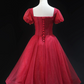 Glitter Red Beaded Homecoming Dress ,A-Line Square Tulle Corset Short Prom Dress RS814