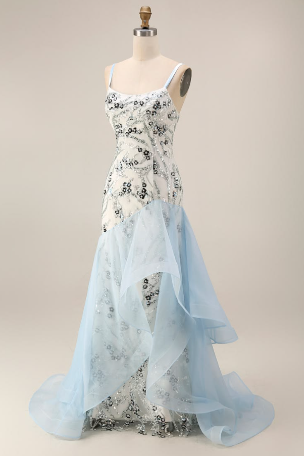 Niche White Beaded Prom Dress ,A-Line Spaghetti Straps Applique Bodycon Maxi Summer Dress Cami Dress RS1084