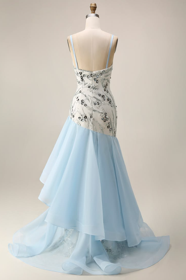 Niche White Beaded Prom Dress ,A-Line Spaghetti Straps Applique Bodycon Maxi Summer Dress Cami Dress RS1084
