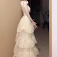 Gentle and sweet style V-neck suspender dress temperament waist beautiful skirt R0710