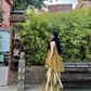 New Chinese style temperament holiday beach long skirt mesh tie-dye fake two-piece dress R1698