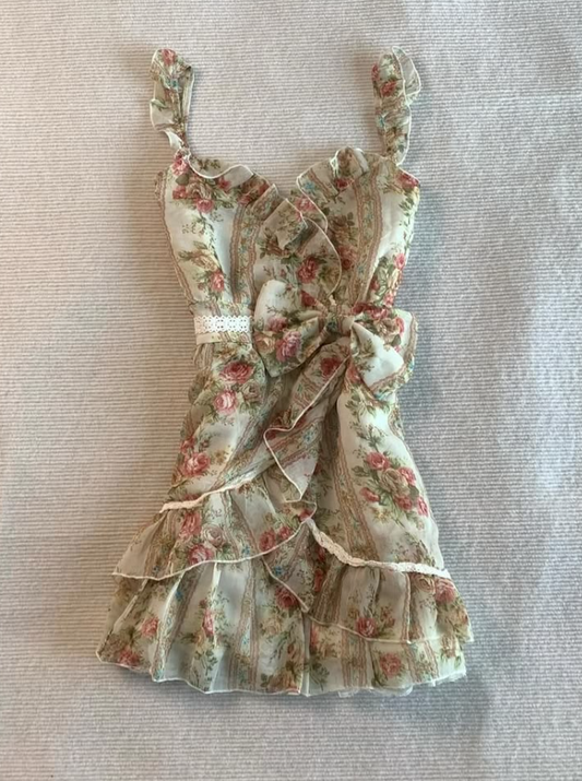 Pretty Retro Floral Homecoming Dress ,A-Line Spaghetti Straps Pleated Corset Short Prom Dress RS1080