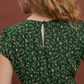 Chiffon Dress French Round Neck Green Floral Petite Mini Skirt R2905