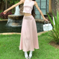 Pink polka dot suspender top two-piece set chic sweet and spicy skirt set R0822