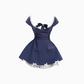 Sweet doll collar short-sleeved dress 2025 waist bow puffy princess skirt R1153