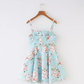 French retro sky blue floral chest cushion for slimming, waist cinching, large skirt with suspender R2873