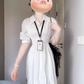 Atmosphere wear white polo long-sleeved dress waist temperament fishbone French long skirt R0484