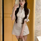 Pure desire hot girl pleated slim lapel shirt 2025 royal sister waist mid-sleeve top R1138