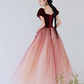 Charming Burgundy Prom Dress ,A-Line Sweetheart Puff Sleeves Corset Maxi Evening Dress RS1089