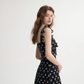 French style black skirt floral suspender skirt short dress R2696